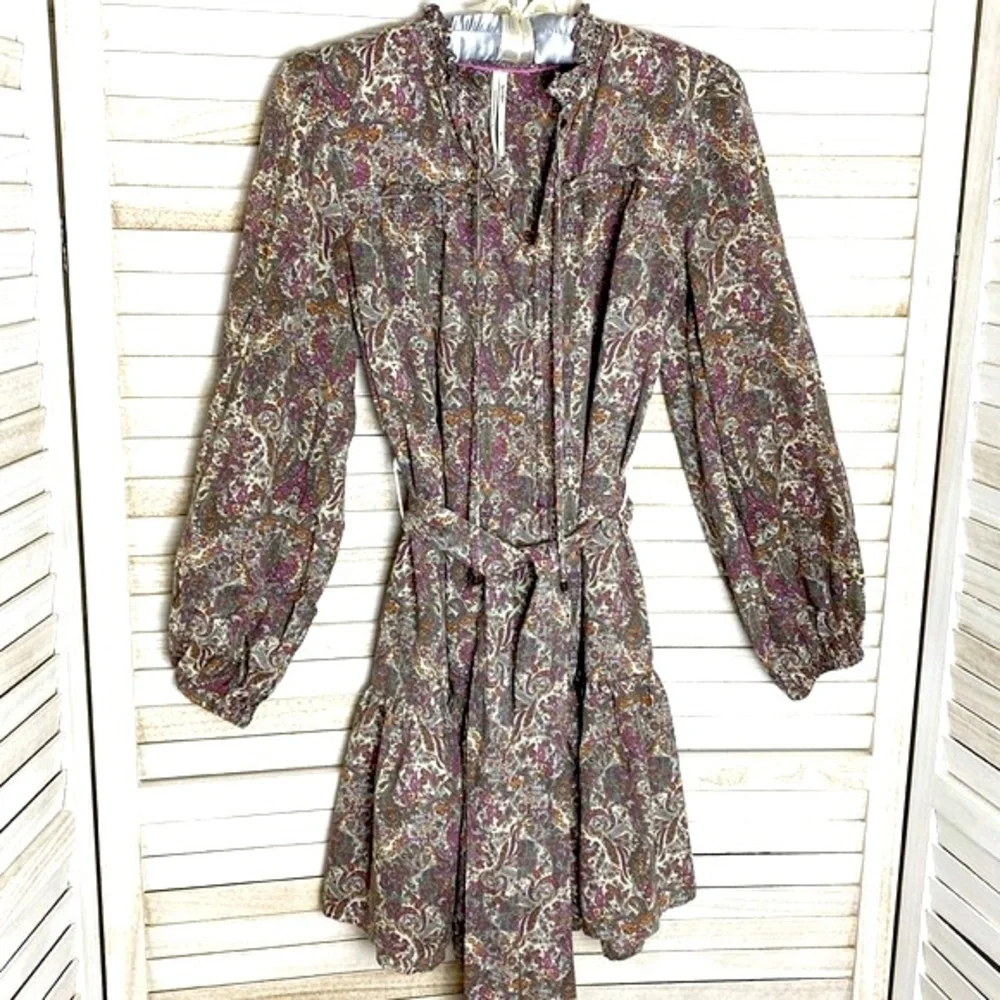 Anthropologie Paisley Long Sleeved Dress Size XS - Picture 1 of 10